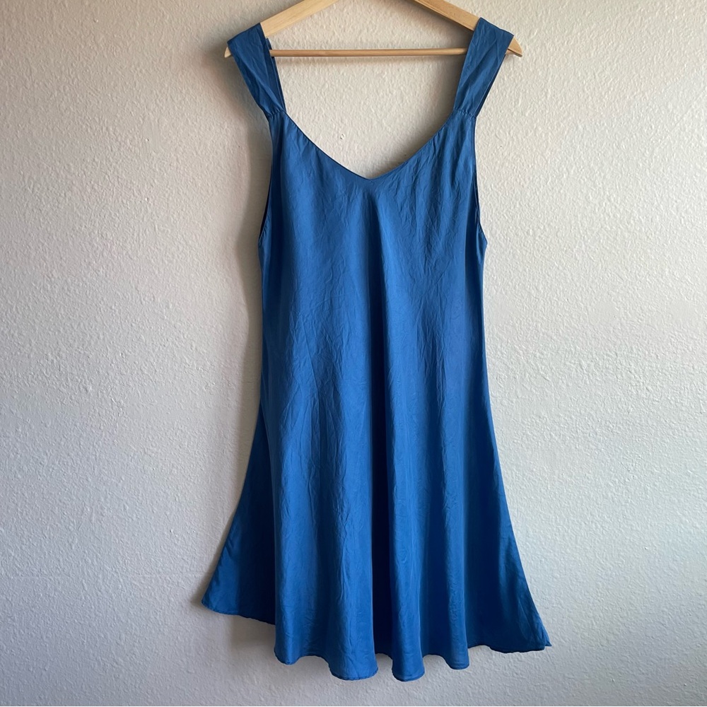 Vintage 90s Blue Silk Slip Dress